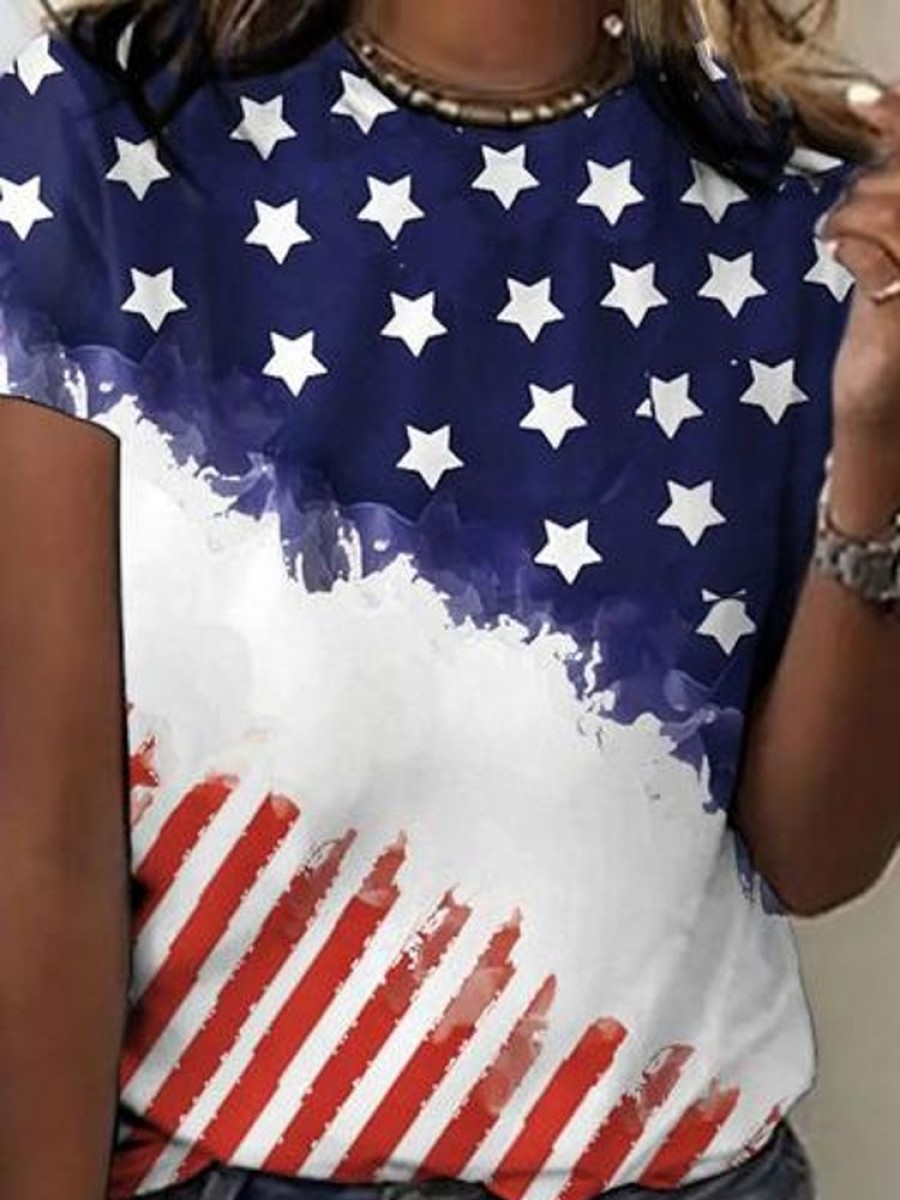 Topshot zolucky | Women'S America Flag Print T-Shirt As Picture