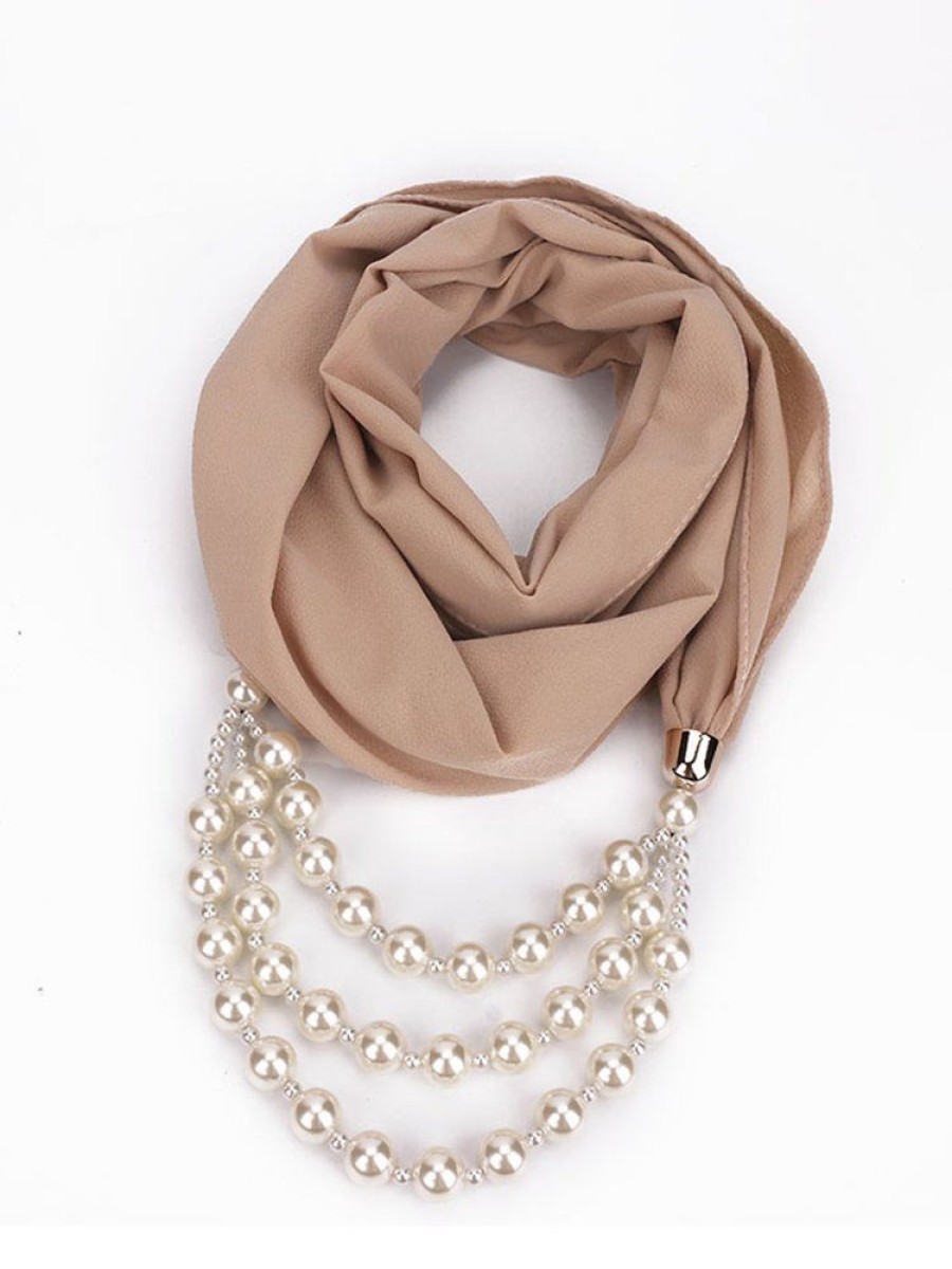 Accessories zolucky | Elegant Multi-Layered Imitation Pearls Necklace Decorative Scarf