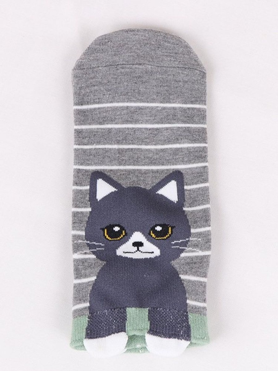 Accessories zolucky | Daily Casual Cat Pattern Striped Cotton Socks Fun Cartoon Accessories