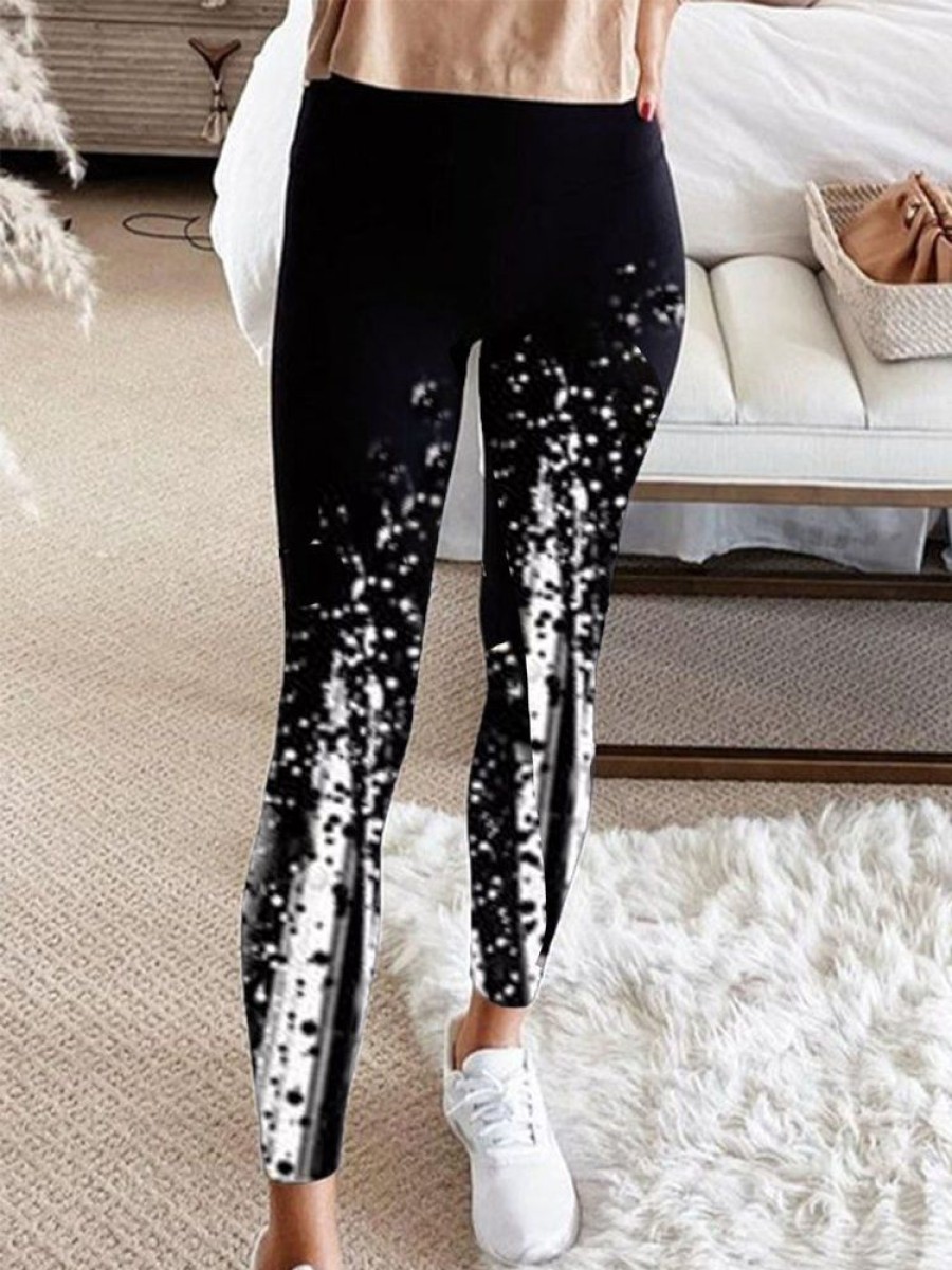 Bottoms zolucky | Cotton Blends Skinny Leggings Black-White