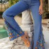 Bottoms zolucky | Floral Paneled Vintage Jeans Blue