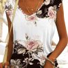 Topshot zolucky | V Neck Casual Jersey Floral Printed Tank Top Black-White