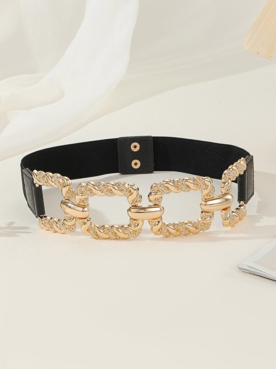 Accessories zolucky | Geometric Metal Chain Belt Stretch Wide Waistband As Picture