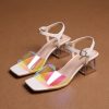 Shoes zolucky | Colorful Pvc Square Toe Transparent Crystal Block Heel Sandals