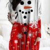 Topshot zolucky | Christmas Snowman Snowflake Long Sleeve Crew Neck Pockets Casual T-Shirt Xmas T-Shirt White-Red