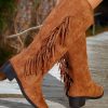 Shoes zolucky | Plain Faux Suede Casual Autumn Western Boots