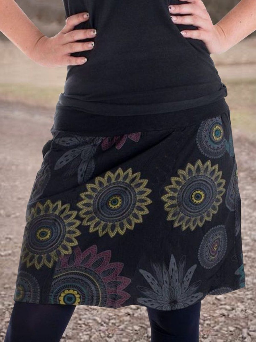 Bottoms zolucky | Loose Casual Floral Skirt Black