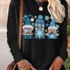 Topshot zolucky | Women'S Christmas Gnome Graphic Print Crew Neck Casual Regular Fit Top