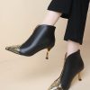 Shoes zolucky | Snakeskin Embossed Paneled Front Zip Stiletto Heel Fashion Boots Black