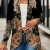 Plus&Curve zolucky | Plus Size Ethnic Jersey Casual H-Line Long Sleeve Kimono Black