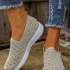 Shoes zolucky | Breathable Hollow Out Slip On Flyknit Sneakers Khaki