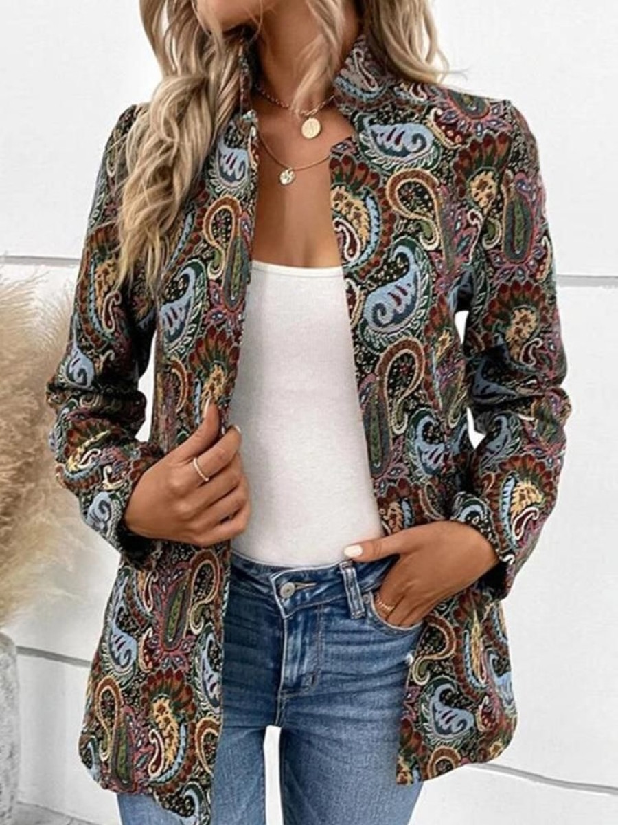 Outerwearshot zolucky | Others Jacquard Casual Loose Jacket Multicolor