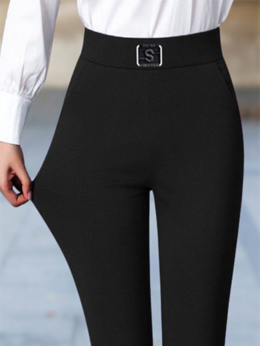 Bottoms zolucky | Basic Plain Pockets Legging Casual High Elasticity Tight Pants