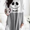 Dresses zolucky | Halloween Skull Comfortable Loose And Casual Dress