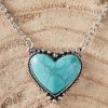 Accessories zolucky | Boho Natural Turquoise Heart Pattern Necklace Sweater Chain Ethnic Vintage Jewelry Silver