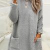 Dresses zolucky | Plush Crew Neck Casual Thermal Dress