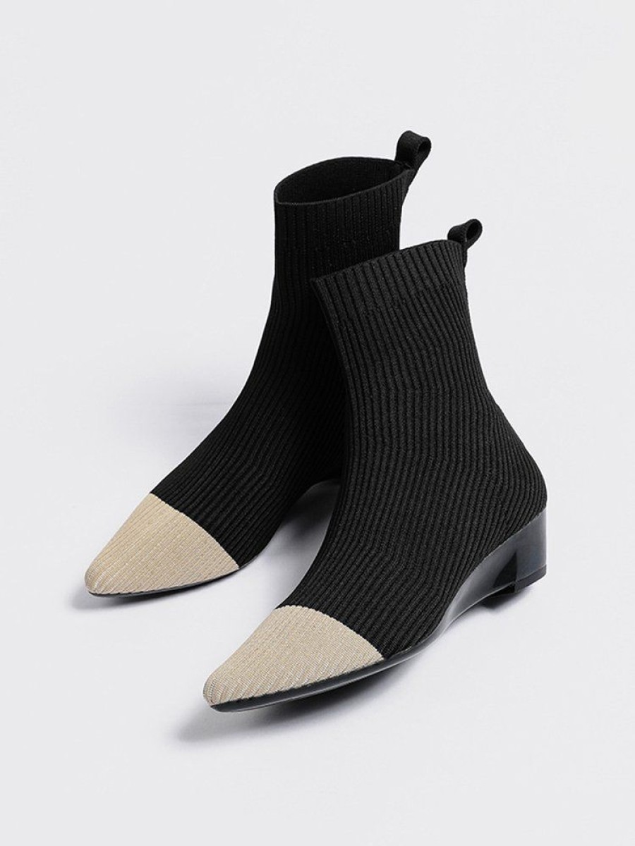 Shoes zolucky | Color Block Breathable Mesh Fabric Wedge Heel Sock Boots