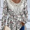 Topshot zolucky | Lace Floral Casual Loose Shirt Multicolor