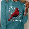 Topshot zolucky | Matthew 28:20 Jesus Will Be With You Always Print Crew Neck Bird Simple Cotton-Blend Long Sleeve Shirt