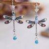 Accessories zolucky | Vintage Dragonfly Multicolor Rhinestone Drop Earrings As Picture