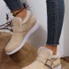 Shoes zolucky | Casual Buckle Decor Winter Faux Fur Lined Ankle Boots Apricot