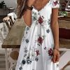 Dresses zolucky | Boho Floral V Neck Short Sleeve Knit Dress