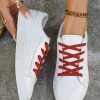 Shoes zolucky | Pu Casual Plain All Season Skate Shoes White-Red