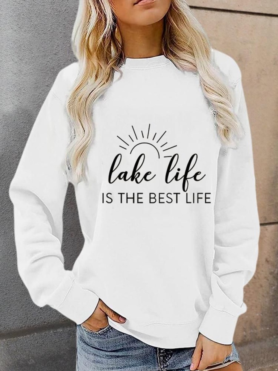 Topshot zolucky | Lake Life Funny Crew Neck Sweatshirt