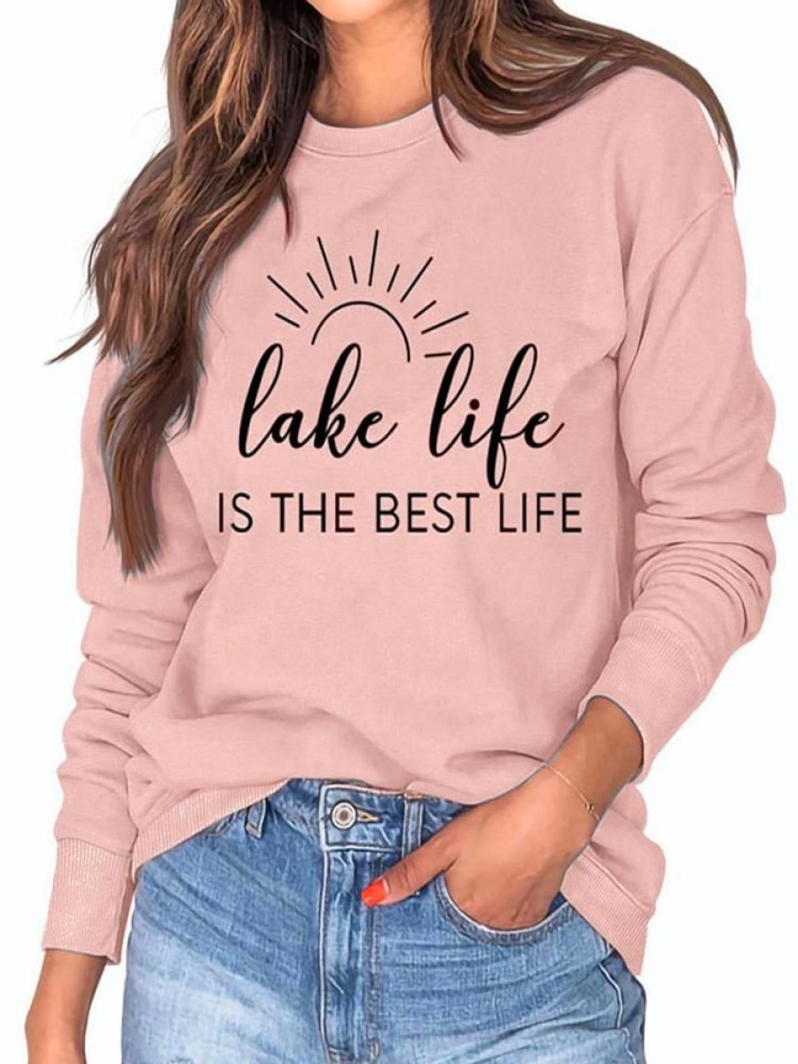 Topshot zolucky | Lake Life Funny Crew Neck Sweatshirt