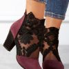 Shoes zolucky | Lace Split Joint Chunky Heel Sandals Boots With Back Zip