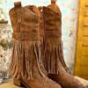 Shoes zolucky | Vintage Rivet Fringe Block Heel Western Boots