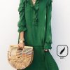 Dresses zolucky | Flouncing Plain Casual Dress Green