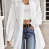 Dresses zolucky | Casual Plain Shirt Collar Loose Blouse White