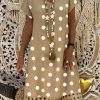 Dresses zolucky | Women V-Neck Short Sleeve Hollow Polka Dot Summer Dress