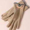 Accessories zolucky | Bowknot Lapel Fur Fleece Warm Elegant Gloves