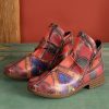 Shoes zolucky | Ethnic Chunky Heel Zip Short Boots As Picture