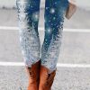 Bottoms zolucky | Tight Casual Snowflake Leggings