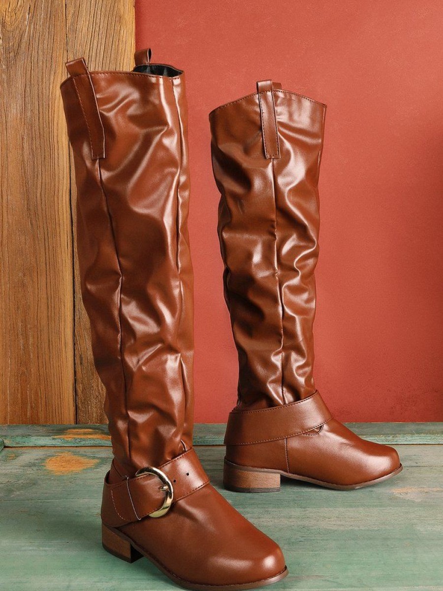 Shoes zolucky | Flat Heel Leather Casual Boots