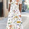 Dresses zolucky | Disty Floral Daily Casual Jersey Loose Short Sleeve Crew Neck Vacation Midi Dress