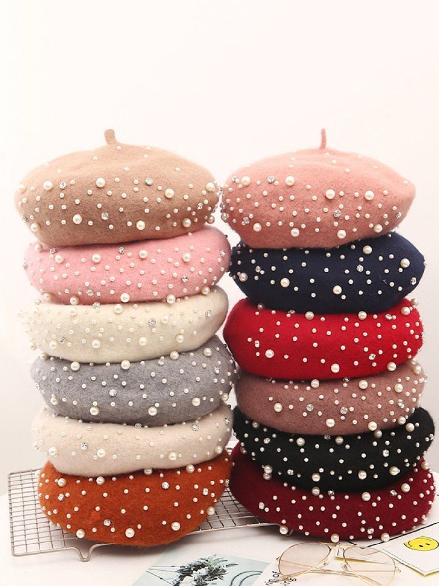 Accessories zolucky | Elegant Imitation Pearl Warmth Beret