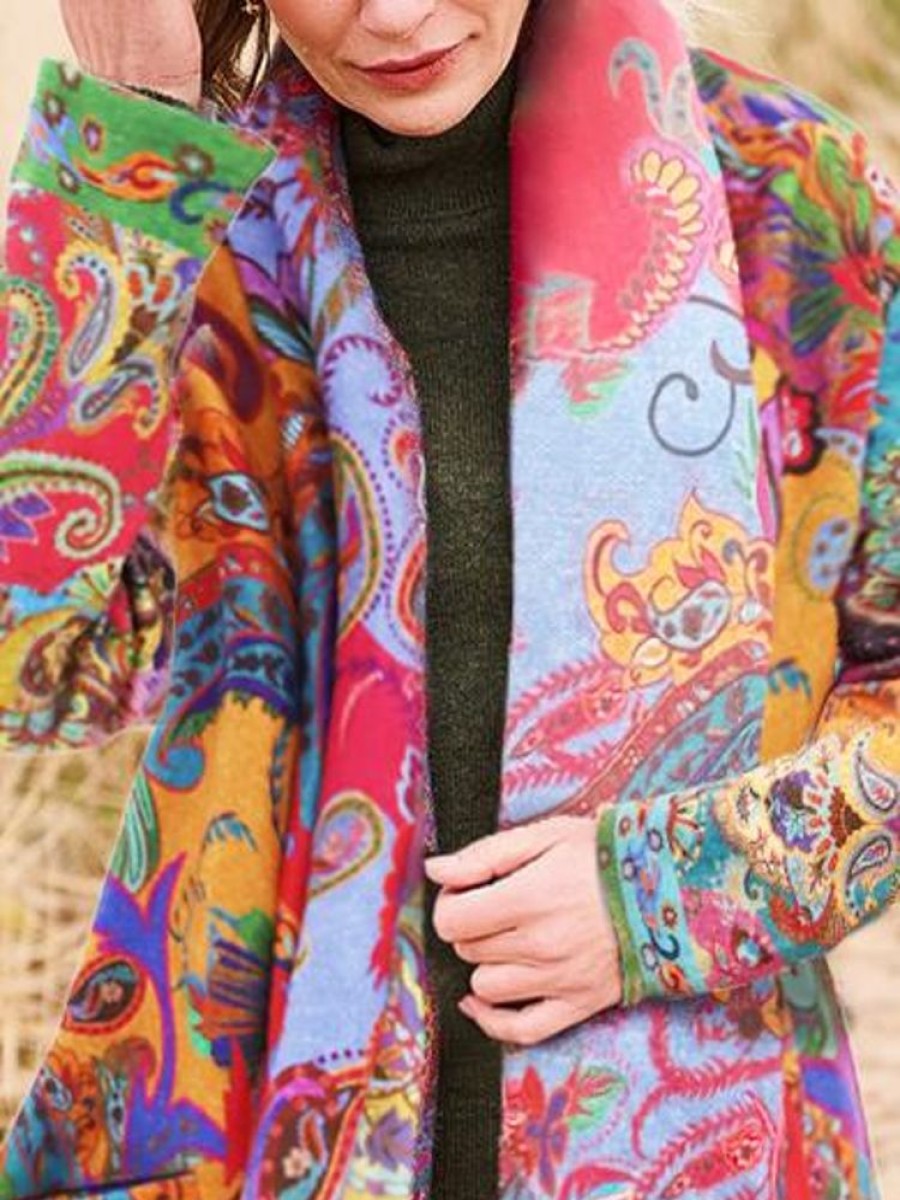 Outerwearshot zolucky | Vintage Imitation Cashmere Cardigan Multicolor