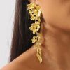 Accessories zolucky | Exquisite Metal Hollow Floral Leaf Tassel Earrings