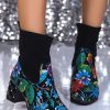 Shoes zolucky | Elegant Floral Paneled Block Heel Slip On Boots