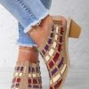 Shoes zolucky | Vintage Weave Inlay Block Heels