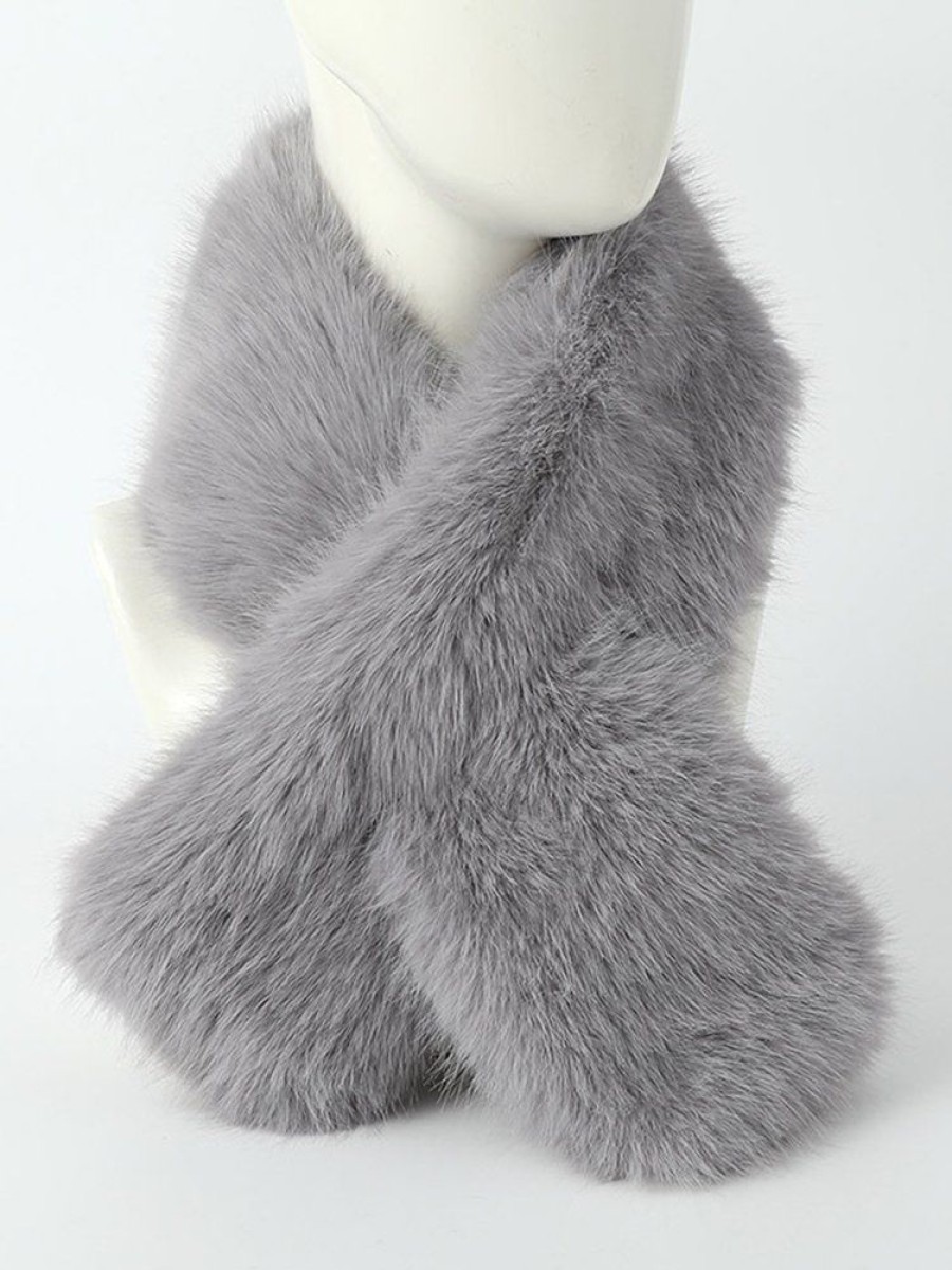 Accessories zolucky | Imitation Mink Warm Furry Cross Scarf