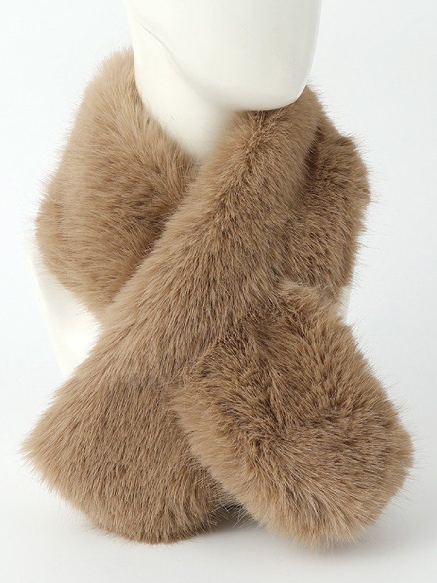 Accessories zolucky | Imitation Mink Warm Furry Cross Scarf