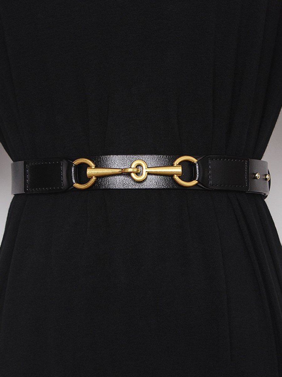 Accessories zolucky | Classic Metal Horsebit Adjustable Leather Girdle Belt