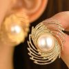 Accessories zolucky | Cross-Border New Style Pearl Spiral Earrings For Women Ins Style European And American Design Braided Texture Earrings Medieval Earrings Golden