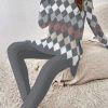 Bottoms zolucky | Geometric Print Crew Neck Long Sleeve Top With Pants Loose Casual Two-Piece Set Gray