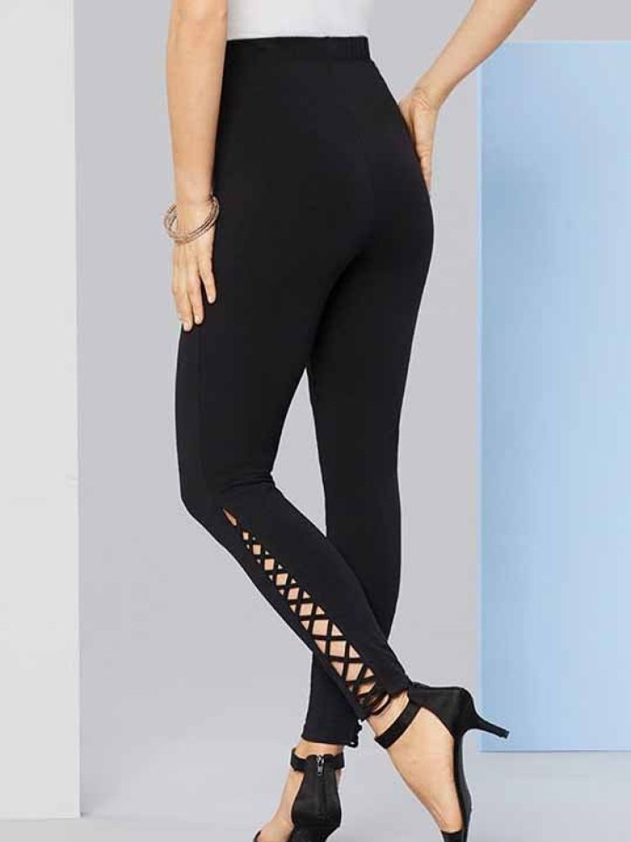 Bottoms zolucky | Jersey Plain Tight Casual Leggings Black